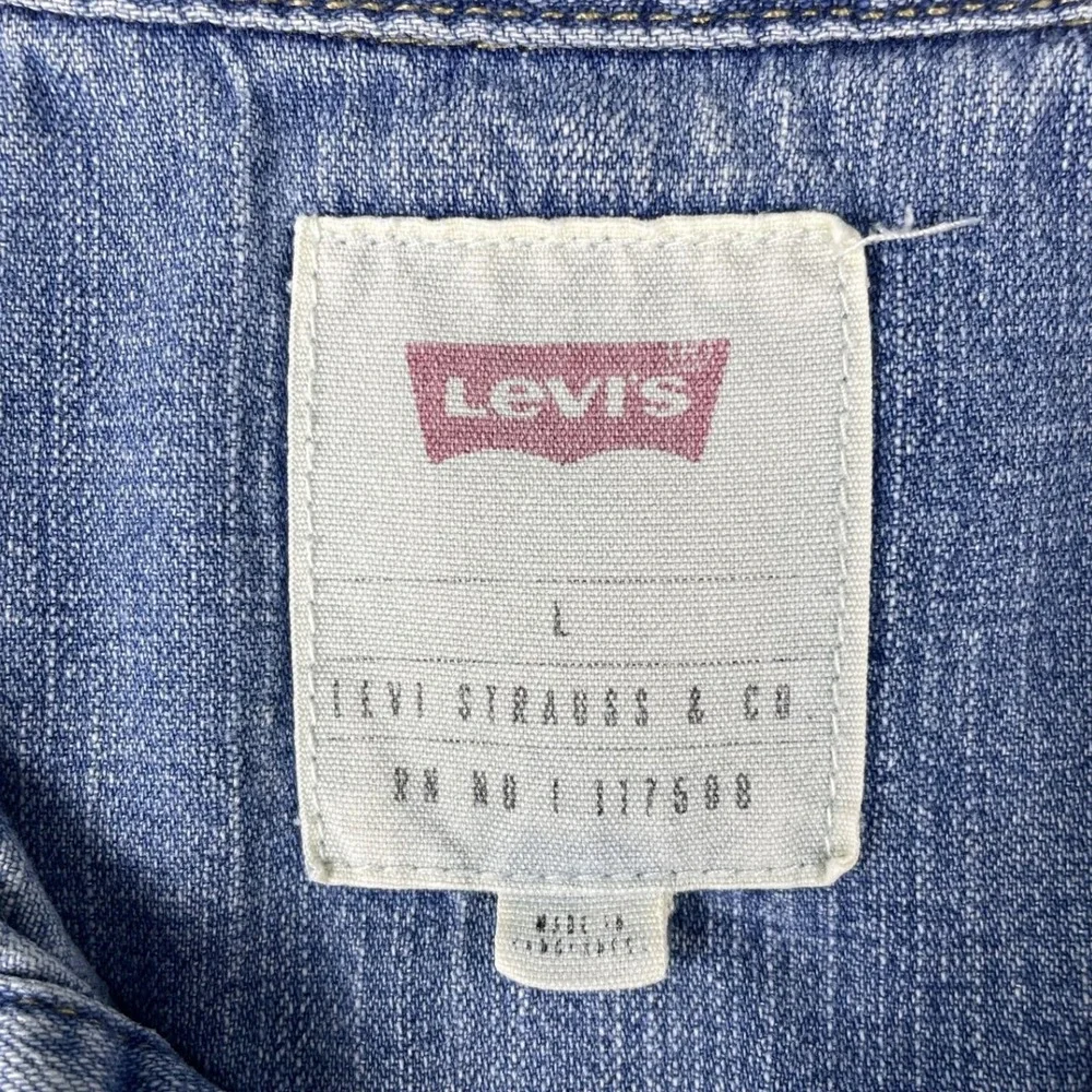 Levi's Shirt Mens L Blue Denim Button Up Long Sleeve Workwear Casual Cotton